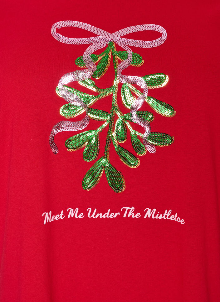 Jul-t-shirt i ekologisk bomull, R&ouml;d, Packshot image number 2