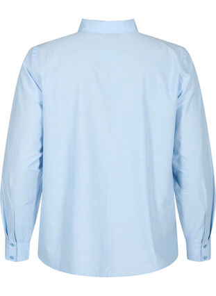 Bomullsskjorta med broderi anglaise, Chambray Blue, Packshot image number 1