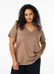 FLASH - T-shirt med V-ringning, Brun, Model image number 0