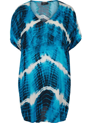 Strandklänning i viskos med batikmönster, Tie Dye Print, Packshot image number 0