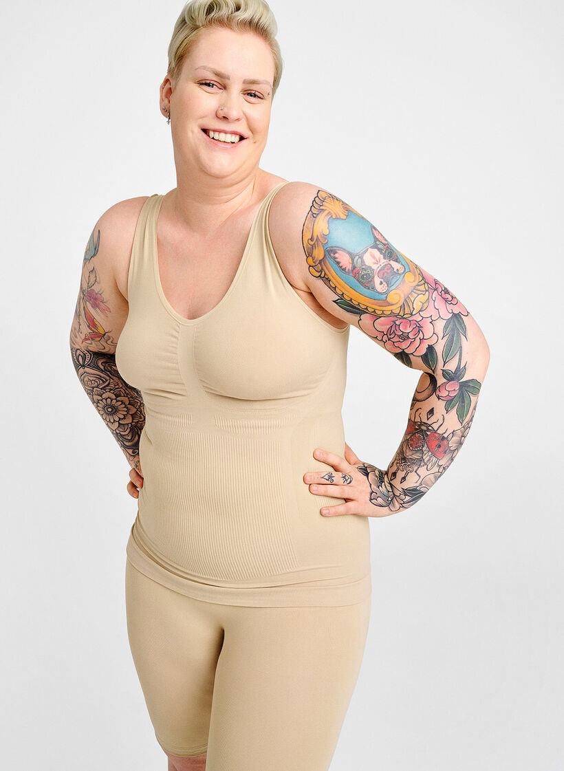 Shapeweartopp med breda remmar, Beige, Image