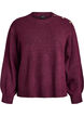 Stickad blus med knappdetalj, M&ouml;rk Bordeaux, Packshot image number 0