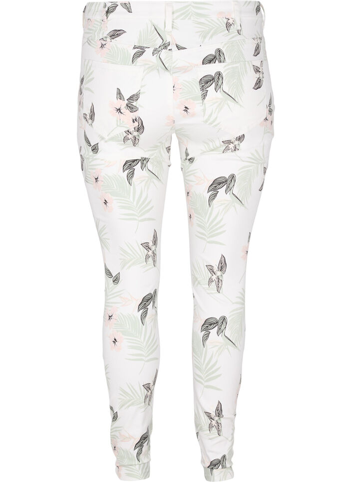 Högmidjade Amy jeans med blommönster, White Flower AOP L78, Packshot image number 1