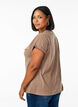Kort&auml;rmad t-shirt i bomullsblandning, Brun, Model image number 2