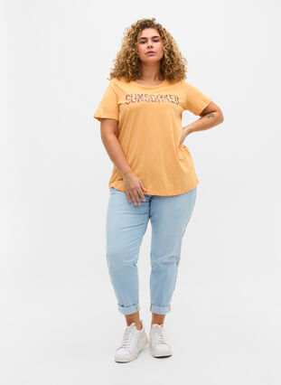 T-shirt i bomull med tryck, Apricot Nectar SUN, Model image number 2