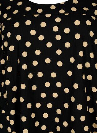 Kortärmad bomullsklänning med mönster, Black W. dot, Packshot image number 2