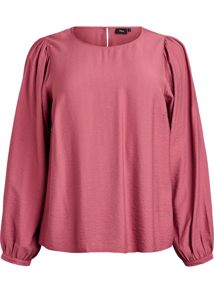 Långärmad blus i viskos, Rosa, Packshot image number 0