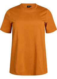 Enkel t-shirt i bomull med rund halsringning, Orange