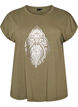 T-shirt med dekorativt tryck framtill, Gr&ouml;n, Packshot image number 0