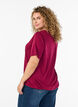 Blus med spetsinf&auml;llning och ballong&auml;rmar, R&ouml;d, Model image number 2
