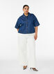 Kort&auml;rmad jeansjacka med kn&auml;ppning, Bl&aring;, Model image number 1