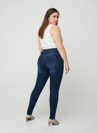Superslim Amy Jeans med hög midja, Dark Blue, Model image number 1