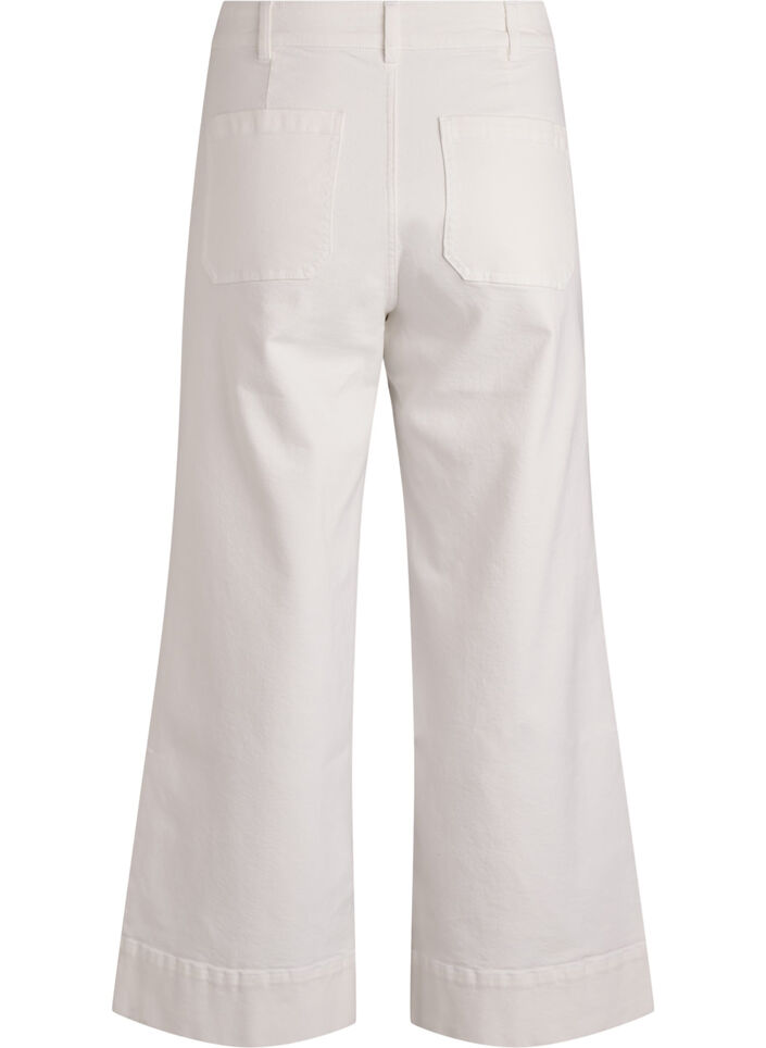 Myra jeans med h&ouml;g midja och bred passform, Vit, Packshot image number 1