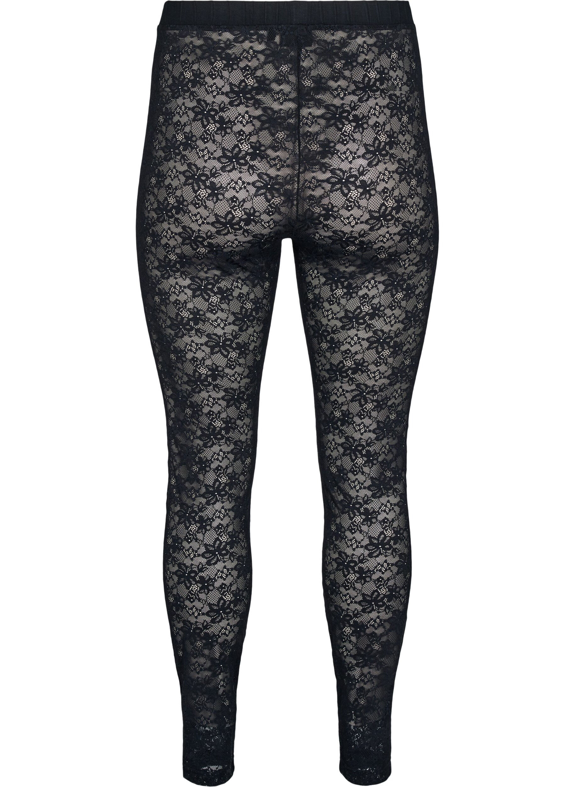 Zizzi Spetsleggings, Svart, Packshot image number 1
