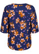 Blus med blommönster och trekvartsärm, Peacoat Flower AOP, Packshot image number 1