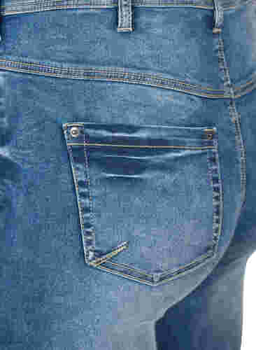 Croppade Amy jeans med blixtlås, Blue denim, Packshot image number 3
