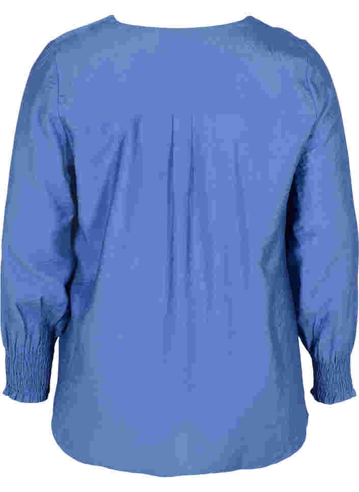 Skjorta i viskos med smockade ärmar, Coastal Fjord, Packshot image number 1