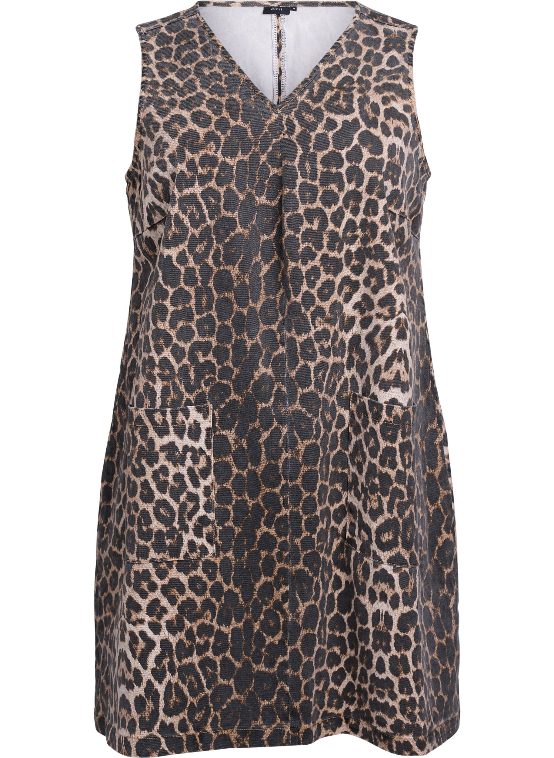 &Auml;rml&ouml;s kl&auml;nning med fickor och leopardm&ouml;nster