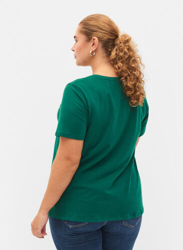 Enfärgad t-shirt i bomull, Evergreen, Model image number 1