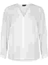Enfärgad skjorta med V-ringning, Bright White