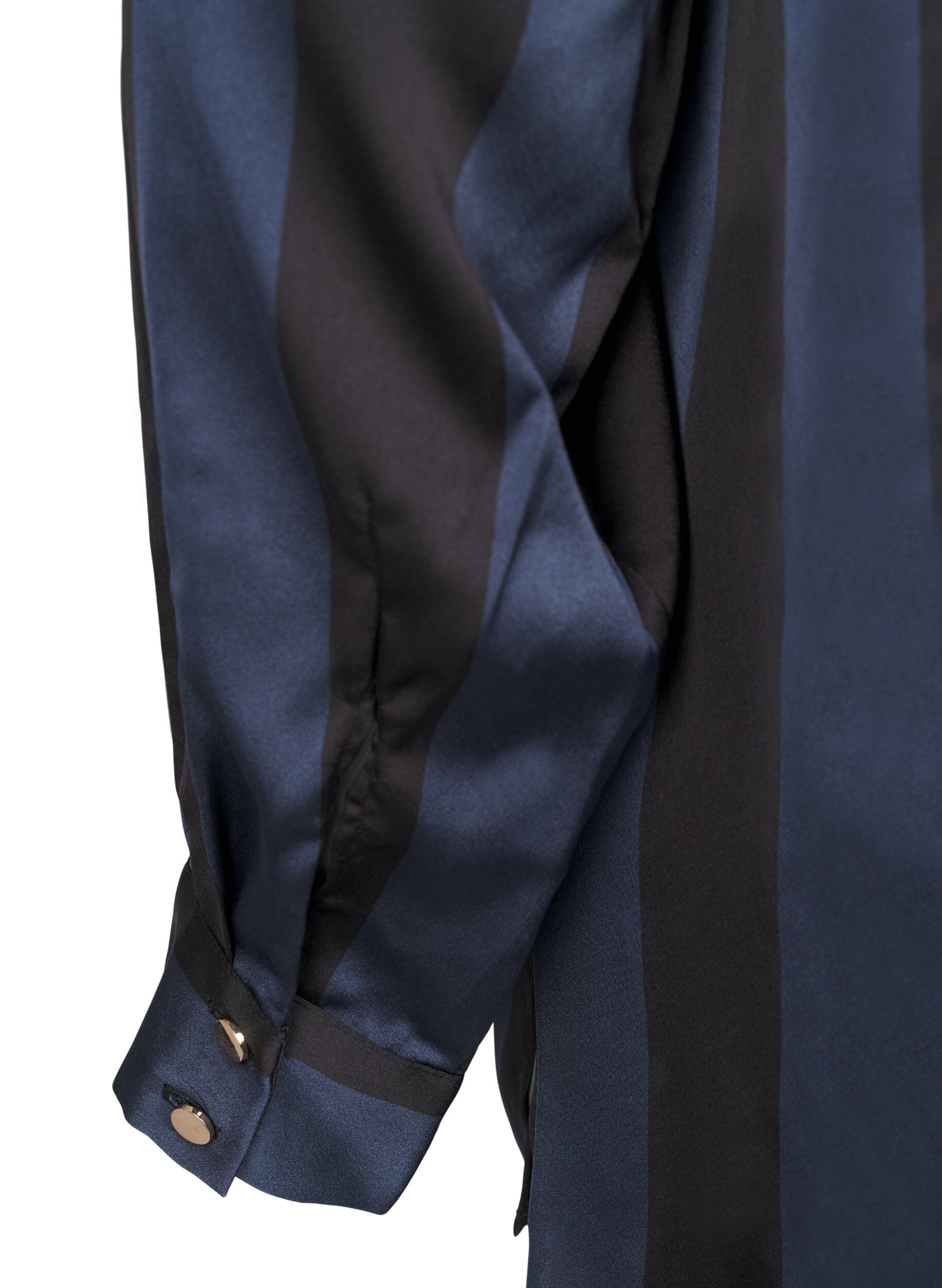 Zizzi Randig satinskjorta, Spellbound w. Black, Packshot image number 4