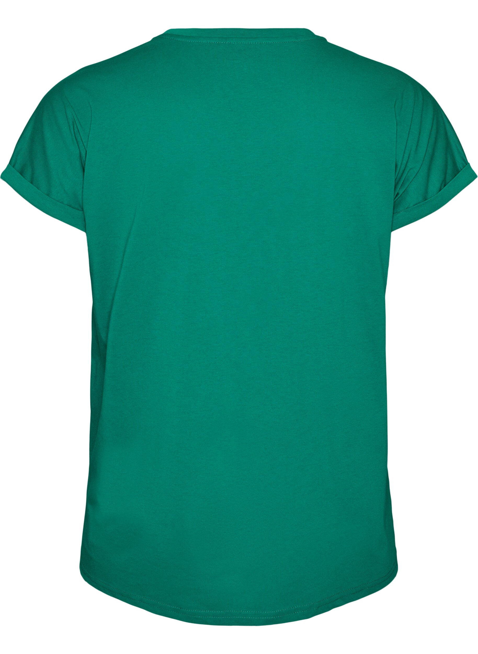 ZizziKort&auml;rmad t-shirt i bomullsmix, Gr&ouml;n, Packshot image number 1