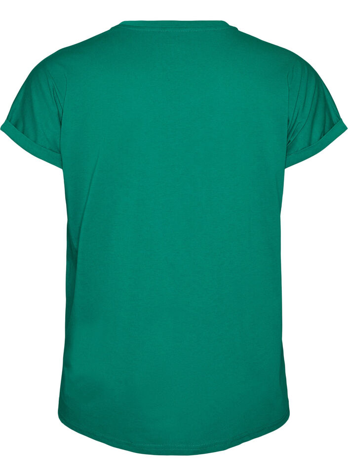 Kort&auml;rmad t-shirt i bomullsmix, Gr&ouml;n, Packshot image number 1