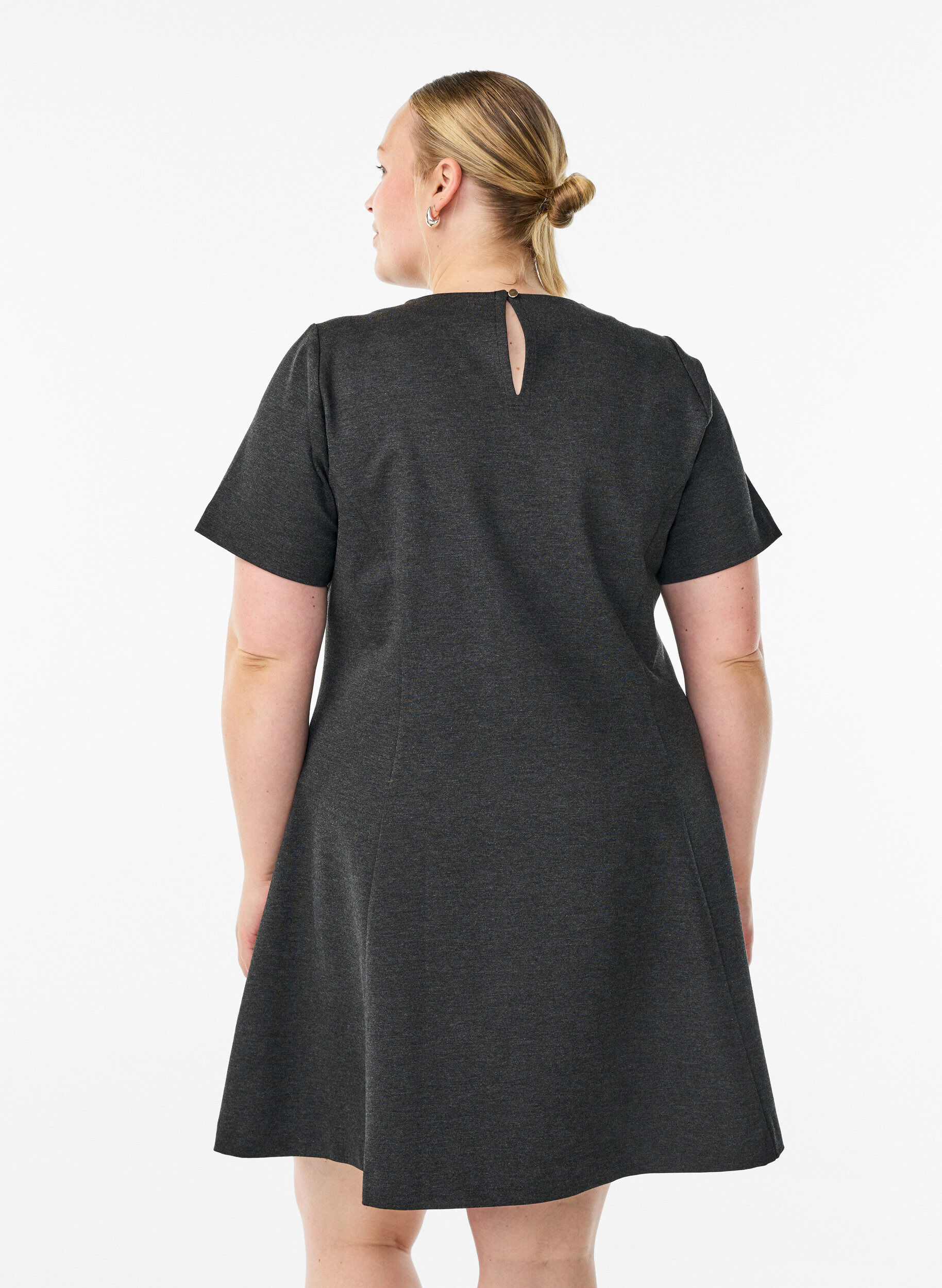 ZizziKort a-linjeformad jerseykl&auml;nning, Gr&aring;, Model image number 2