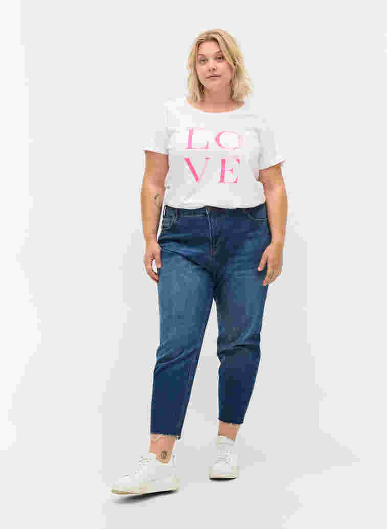 T-shirt i bomull med texttryck, Bright White LOVE, Model image number 2