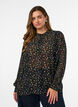 Blus med helt&auml;ckande m&ouml;nster och kort knappsl&aring;, Svart, Model image number 0