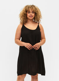 Enfärgad slipklänning i viskos, Black, Model