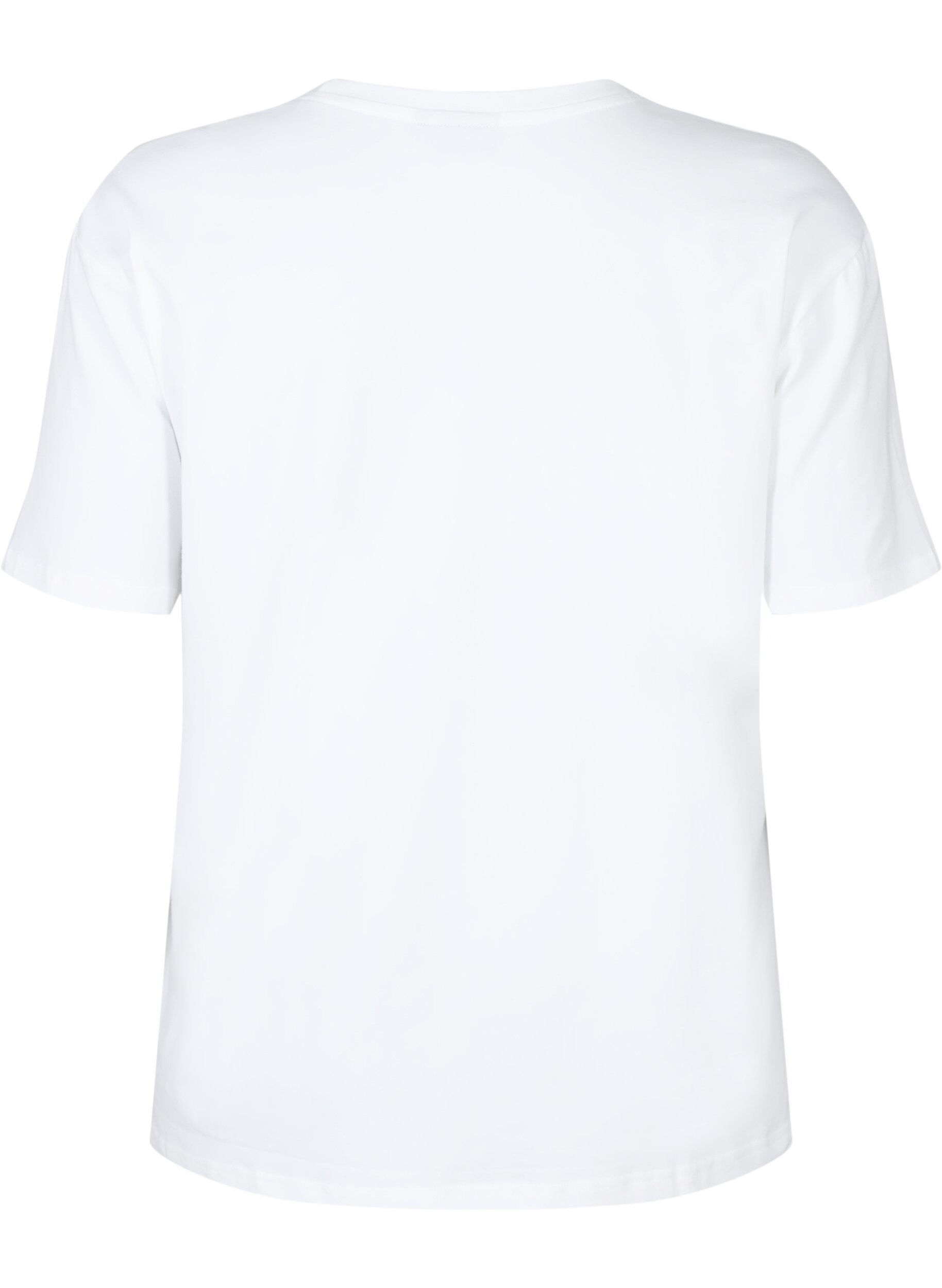Zizzi T-shirt i ekologisk bomull med similistenar, White, Packshot image number 1