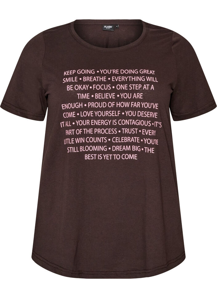 T-shirt med tryck, Brun, Packshot image number 0