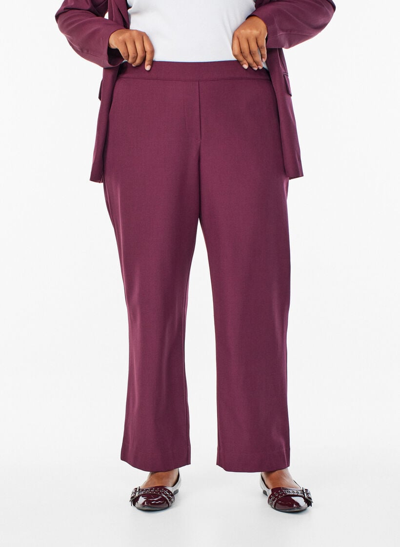 L&ouml;sa byxor med fickor, M&ouml;rk Bordeaux, Model image number 2