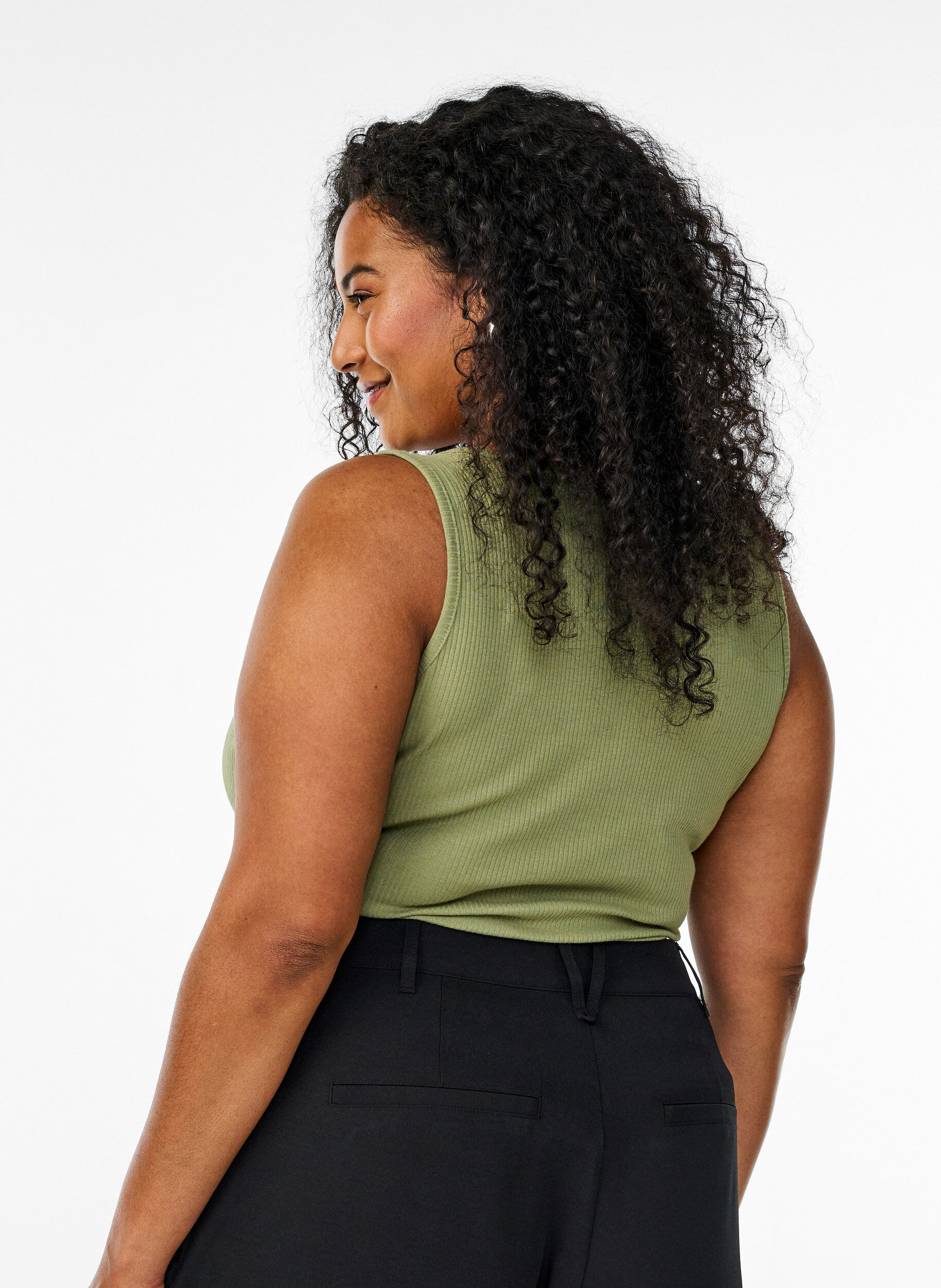 Zizzi Slimfit linne med strass, Gr&ouml;n, Model image number 2