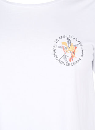 T-shirt i bomull med tryck framtill, White Chest Print, Packshot image number 2