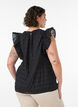 &Auml;rml&ouml;s blus med struktur och volanger, Svart, Model image number 2