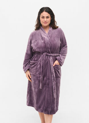Lång morgonrock med fickor, Vintage Violet, Model image number 0