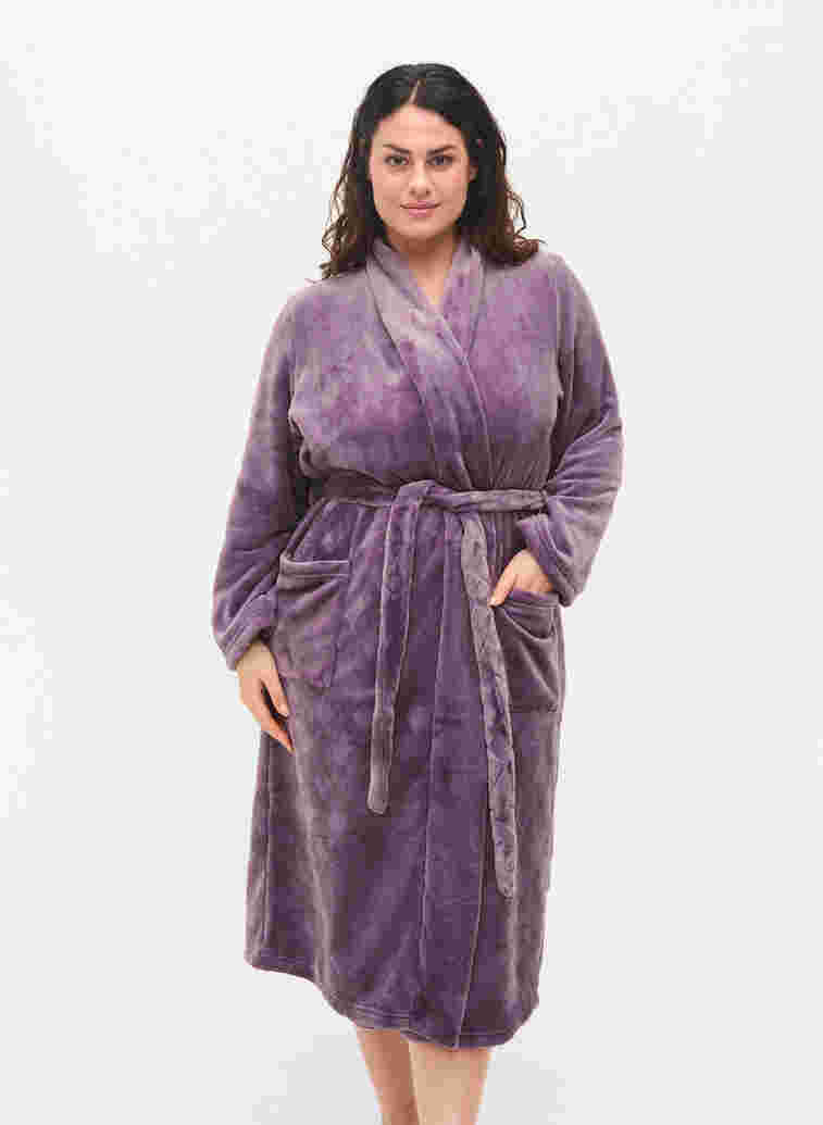 Lång morgonrock med fickor, Vintage Violet, Model