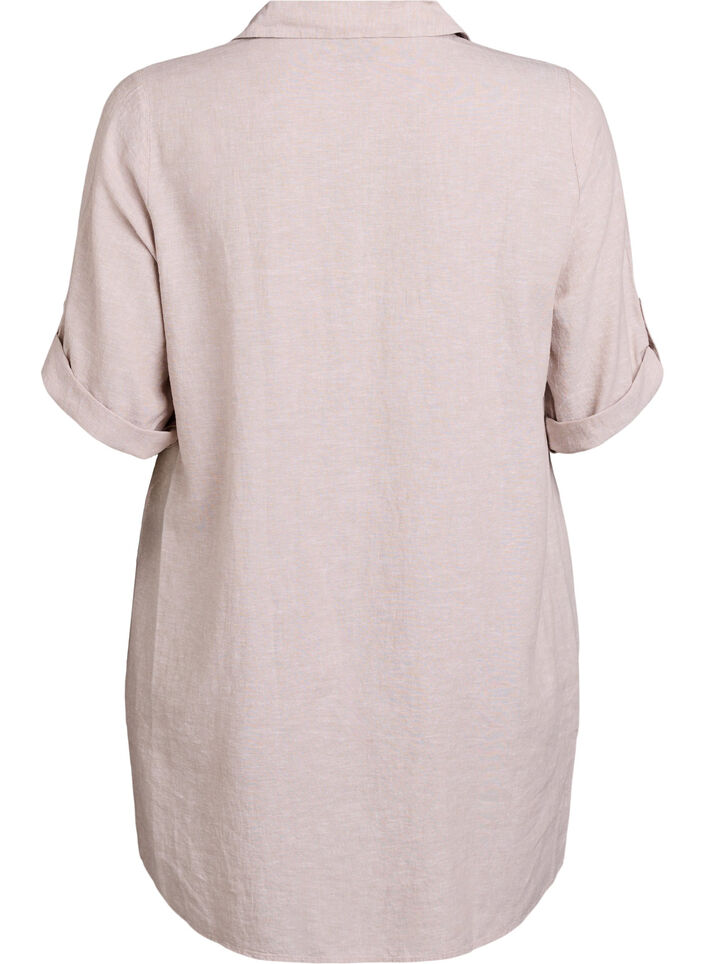 Tunika i linne och viskos med A-linjeform, Beige, Packshot image number 1