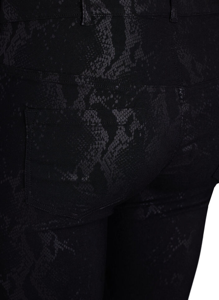Slim fit-byxor med ormmönster, Svart, Packshot image number 3