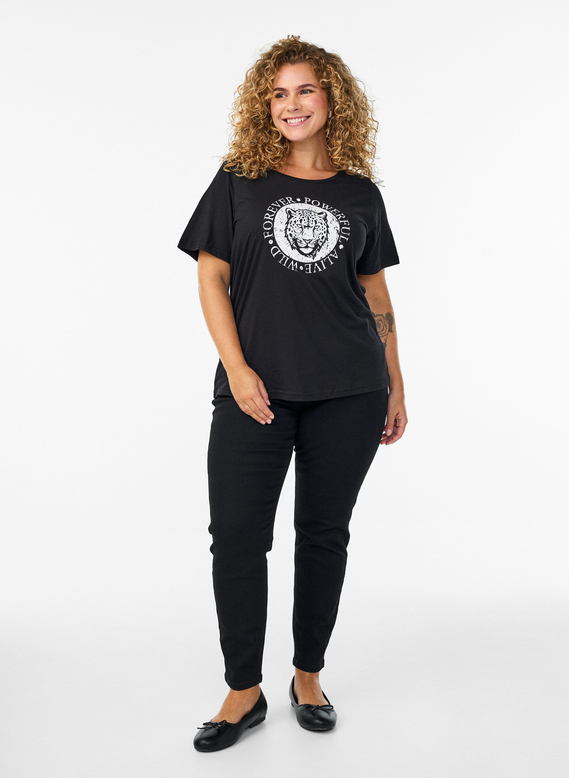 ZizziT-shirt med tryck, Svart, Model image number 1