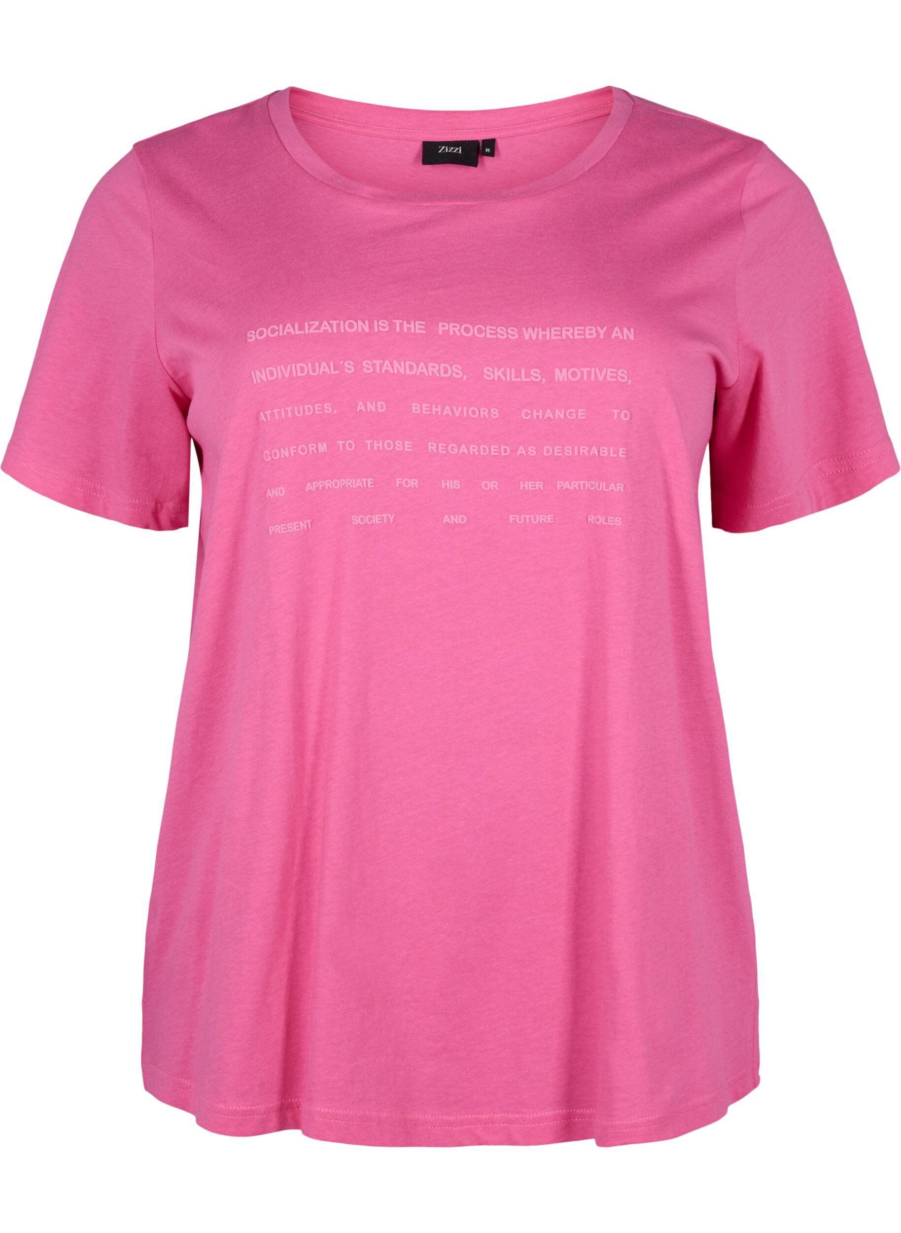 Zizzi T-shirt med textmotiv, Shocking Pink W.Pink, Packshot image number 0