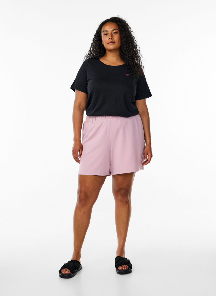 FLASH - L&ouml;st sittande shorts med fickor, Rosa, Model image number 1