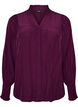 Blus med volangkrage och rynkning, Lila, Packshot image number 0