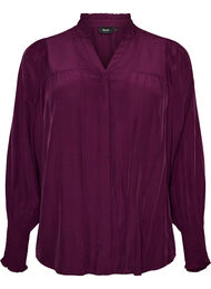 Blus med volangkrage och rynkning, Lila