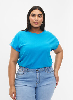 Kortärmad t-shirt i bomullsmix, Hawaiian Ocean, Model image number 0