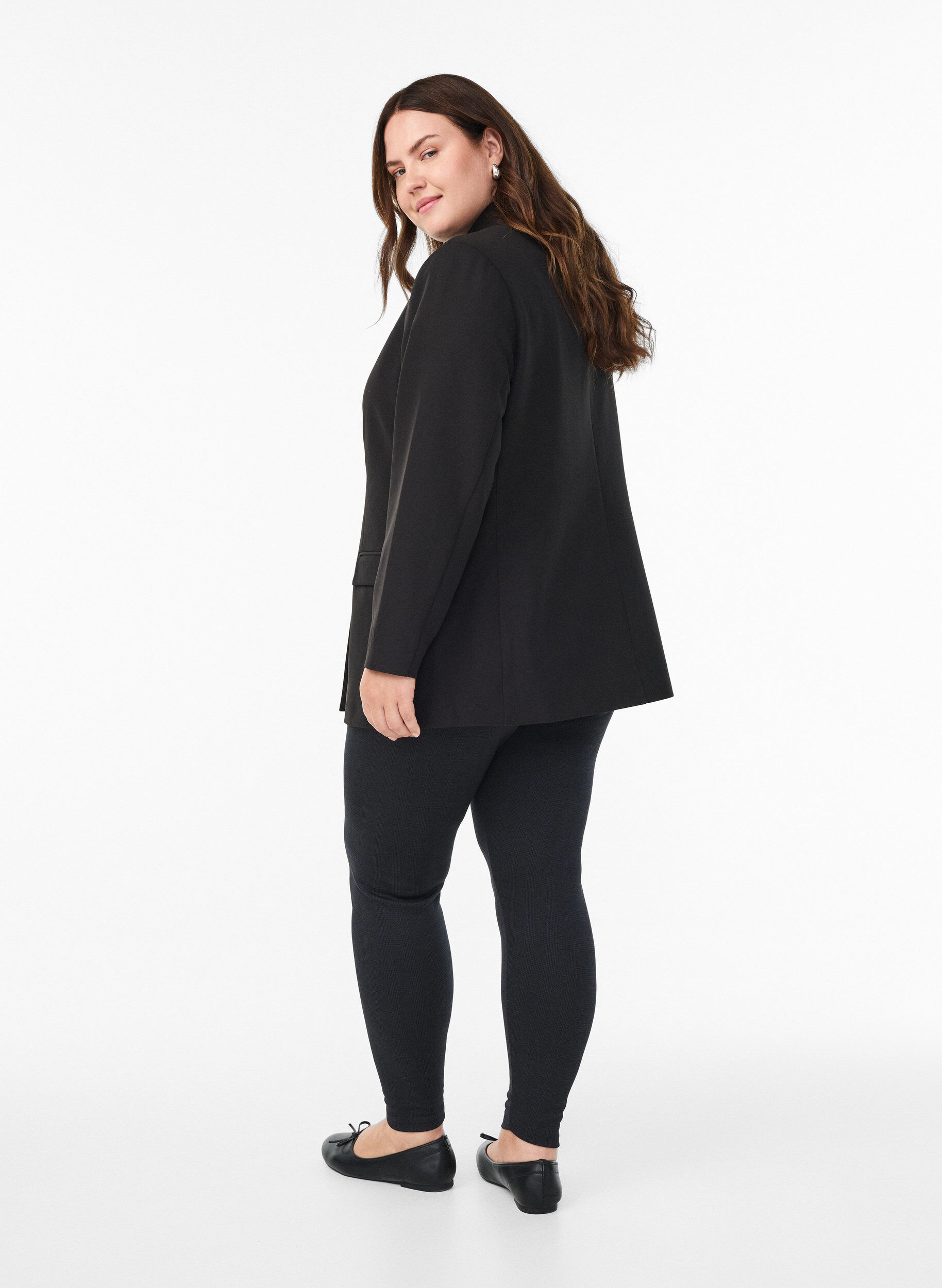 Zizzi Leggings med normal midja och m&ouml;nster, Svart, Model image number 2
