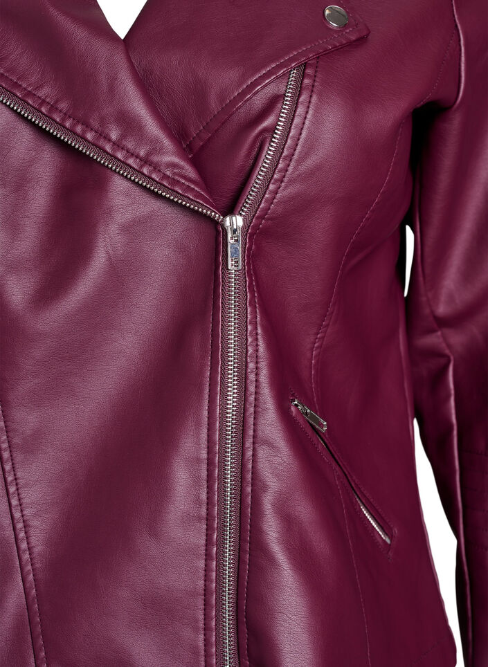 Bikerjacka i l&auml;derimitation, R&ouml;d, Packshot image number 2