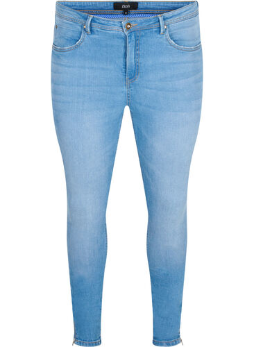 Super slim Amy jeans med dragkedja, Light blue, Packshot image number 0